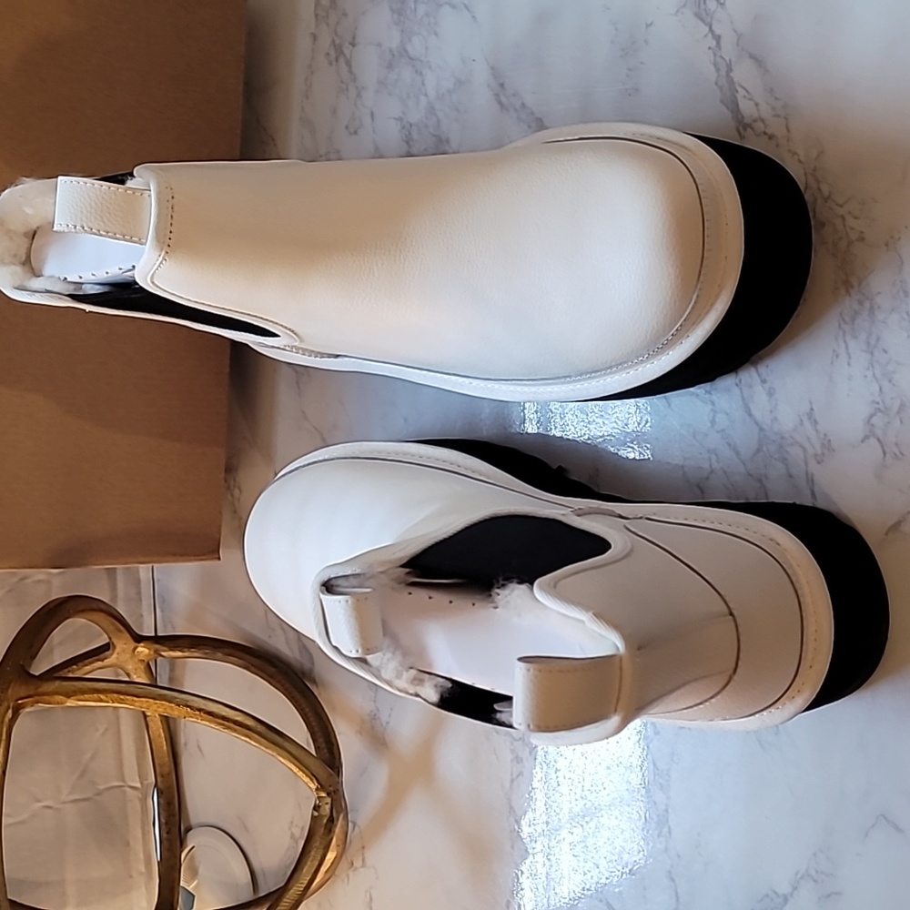 UGG NEUMEL SHEARLING PLATFORM CHELSEA BOOTS WHITE SZ 10 - Picture 6 of 17